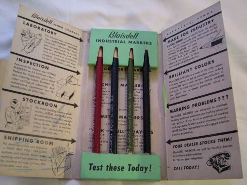 VINTAGE BLAISDELL PAPER WRAPPED MARKERS PENCIL 4 SAMPLE PENCIL PACK NEW