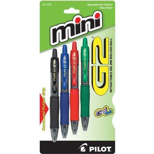 Pilot G2 Mini Retractable Gel Ink Rolling Ball Pens, Fine Point, 4-Pack, New