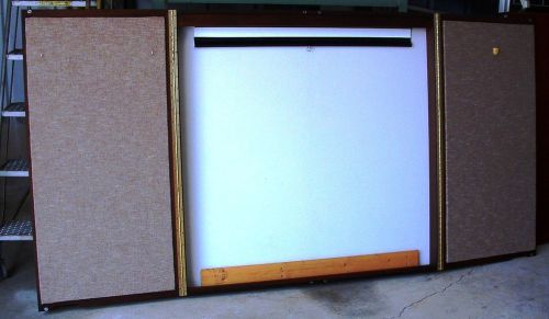 Magnetic white boards/fabric push pin boards enclosed in wooden cabinet ---a for sale