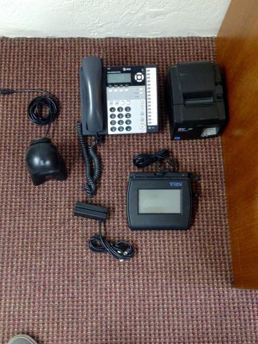 business phone, card reader, bar code scanner, thermal printer, digital signer