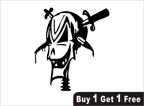 2X &#034;Skull Face with Sword &#034; Vinyl Sticker Decal Removable Truck Bumper Car-466 C