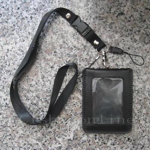 1 pcs genuine leather card badge holder &amp; lanyard vl 5555555 for sale
