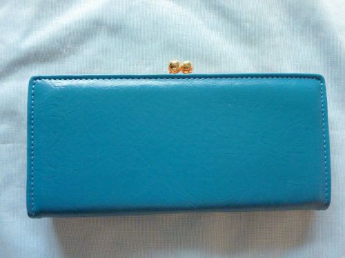 Sky Blue Leather leatherette Wallet Purse Clutch