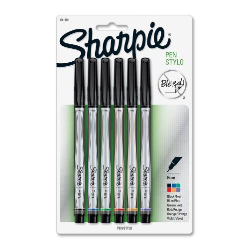 Sharpie Pen Fine Point Pen, 6 Colored Pens (1751690) - Bold, permanent ink
