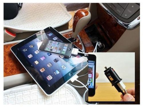 Black Car Charger Adaptor Bullet Dual USB 2-Port For iPhone 3GS 4 5 C S Samsung