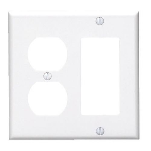 Leviton 80455w standard combination wall plate-wht combo wall plate for sale