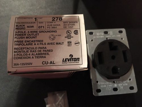 Leviton 278 Box 10 30 Amp Flush Mount Receptacle 125/250V 14-30R