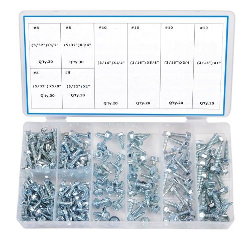 NEW Ansen Tools AN 101 Self Tapping Hex Washer Head Screw Assortment, 200-Piece