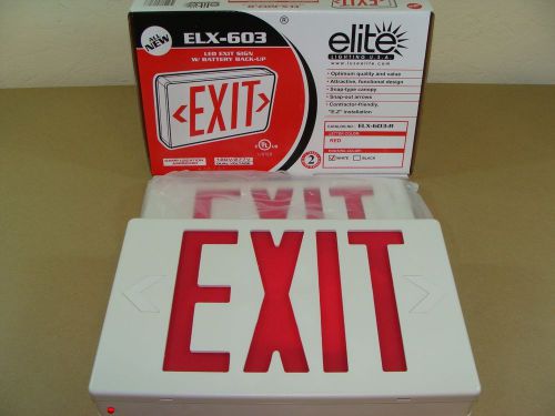NEW ELITE ELX-603-R SINGLE / DOUBLE FACE LED EMERGENCY EXIT SIGN BATTERY BACK UP