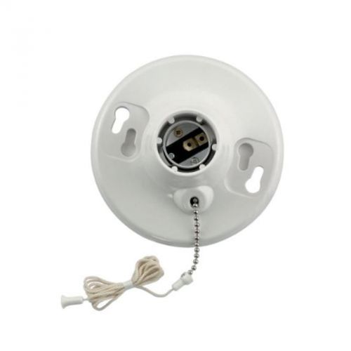 One-Piece Urea Outlet Box Mount, Incandescent Lampholder, Pull Chain, White
