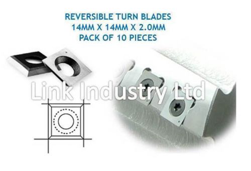 10 pces. 14 x 14 x 2.0mm CARBIDE REVERSIBLE TURN BLADES, REVERSIBLE TIP KNIVES