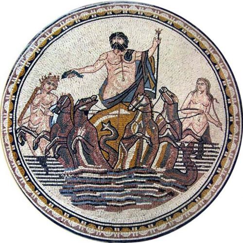 Neptune god of sea scene mosaic for sale