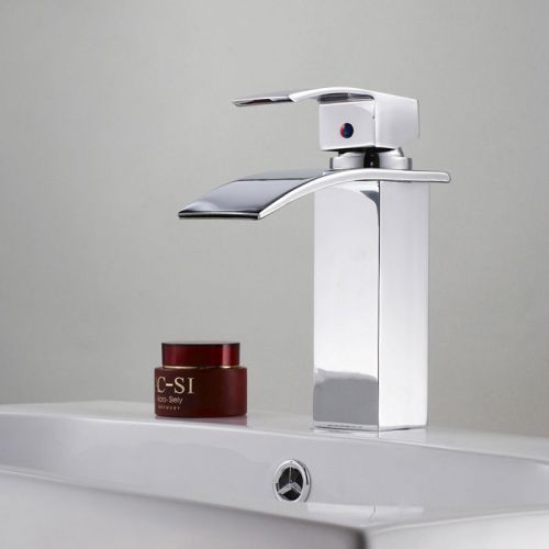 Modern waterfall single hole lavatory faucet chrome brass tap free shipping for sale