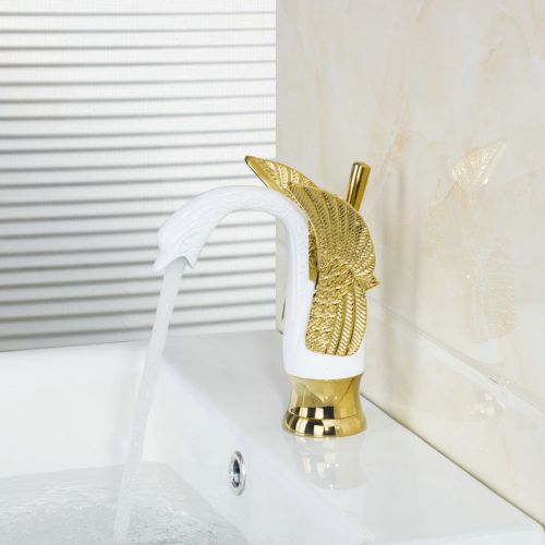 Gold Finish Single Handle Deck Mounted Painting Body Bathroom Basin Sink Faucet
