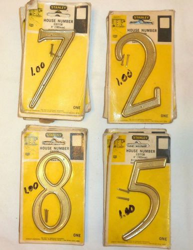 Lot of 17 Stanley C07130 4&#034; House Numbers 2,5,7,8 DIE CAST w/ BRASS FINISH NEW!