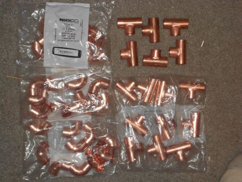 46 1/2&#034; copper sweat fittings   30-90&#039;s &amp; 16 tees for sale