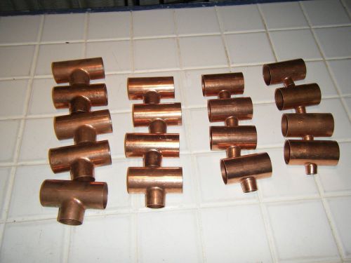 17 lot - 1 1/2&#034; x 1 1/2&#034; x etc&#034; copper pipe fitting cello reducing solder tee for sale