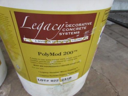 5 gallon bucket of Legacy concrete poly mod 200 micro topping