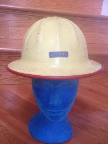 Vintage b.f. mcdonald  aluminum hard hat w leather suspension 1940s full brim, l for sale