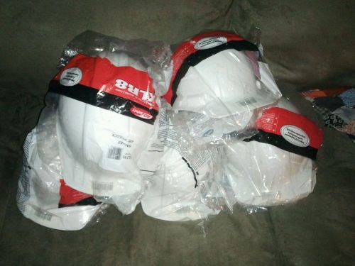 5 NEW AO White Safety Hard Hats With New  Suspension .All Sealed in Plastic