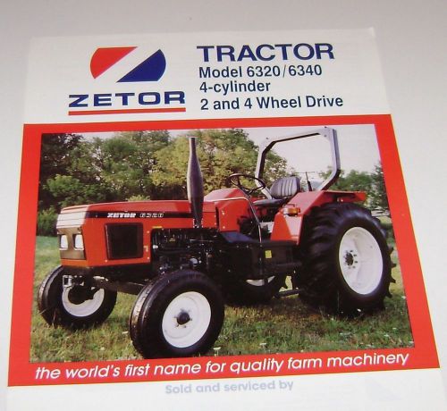 Zetor Tractor Model 6320 - 6340 4Cylinder 2&amp;4 Wheel Drive Spec Sheet