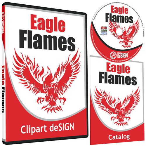 EAGLE FLAMES CLIPART -VINYL CUTTER PLOTTER CLIP ART IMAGES-VECTOR CD