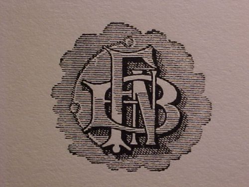 Letterpress printers block FANCY SHIELD! Ornamental Initials F.B.N. Monogram OLD