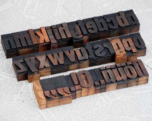 a-z alphabet 1.77&#034; letterpress wooden printing blocks wood type Vintage chic old