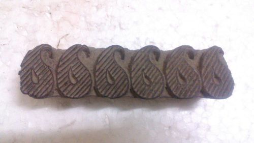 Vintage handcarved 6 continuous drop shape pattern wooden textile printing block for sale