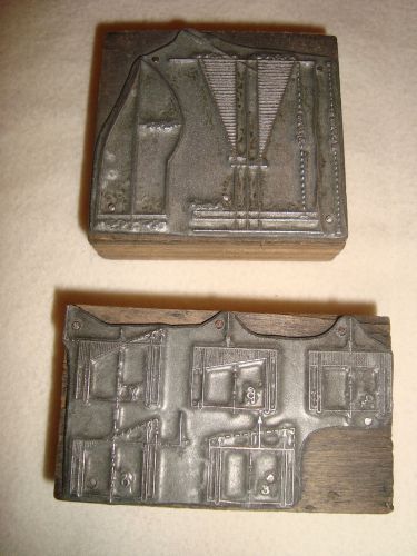 Greece lot of 2 antique Greek printing blocks made of zinc on wood VHTF