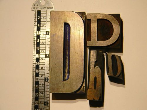 Lot of 4 Antique Letterpress wood type Letter D printing blocks pinterest crafts
