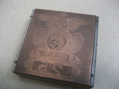 Vtg Printers Block Rhode Island State? Police Badge #52 Old Wood Typeset GC