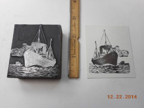 Letterpress Printing Printers Block, Ocean Steamship, Steamer Vessel