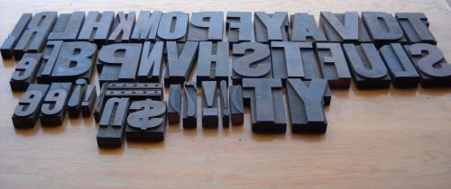 LOT 43 PIECES WOOD LETTERPRESS PRINT BLOCK LETTERS 3 1/2&#034; TO 6 1/2&#034;