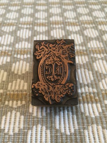 VINTAGE LETTERPRESS | VERY COOL ORNATE CREST EMBLEM | COPPER PRINT BLOCK