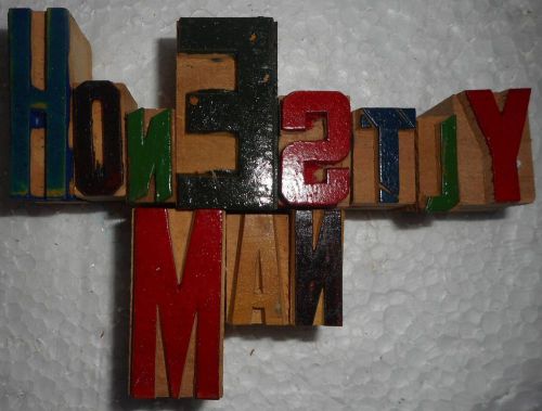 &#039;Honestly Man&#039; Letterpress Wood Type Used Hand Crafted Made In India B1008