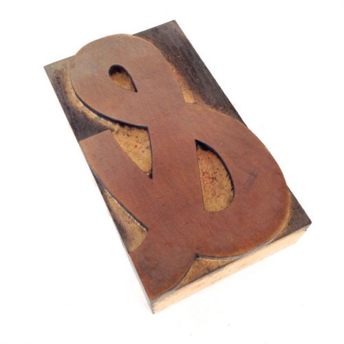 Ampersand - And Symbol 4&#034; Letterpress Wood Typeface Printer&#039;s Block