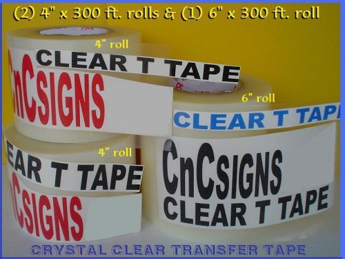6&#034; 4&#034; 4&#034; rolls CLEAR APPLICATION TRANSFER Poli TAPE 300&#039; Vinyl cutter PLOTTER