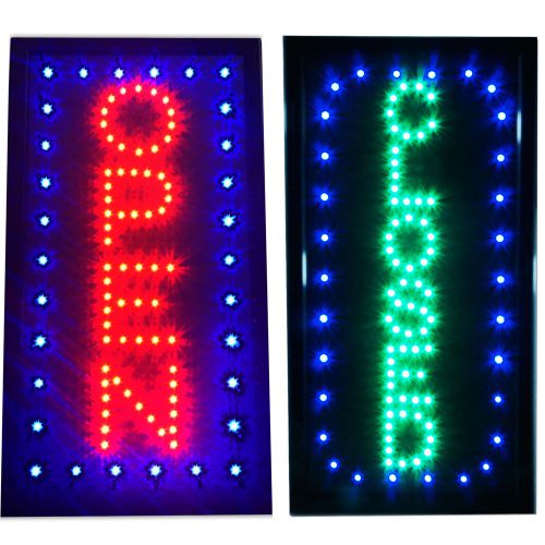 Open &amp; Closed Vertical LED Signs Store neon close Business Bar Pub Shop On/Off