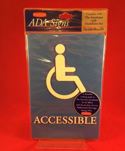 ADA Wheelchair Accessible Sign Handicap Blue Model #01409 Braille Rubbermaid