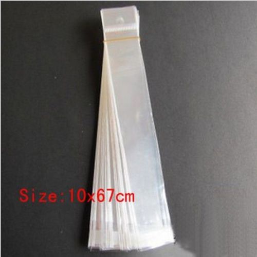 200 Poly Bag for Hair Extensions with white header &amp; self adhesive seal 10x67cm