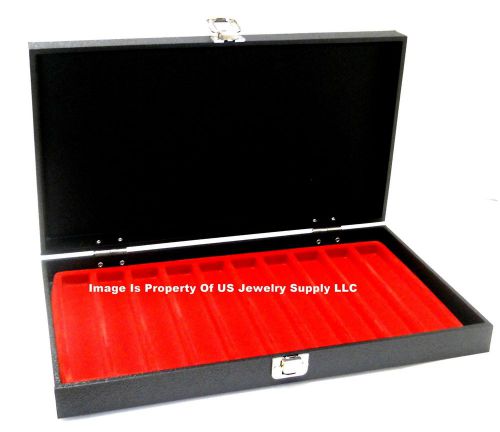 12 Solid Top Lid Red 10 Slot Jewelry Organizer Display Cases