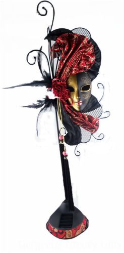 Venetian Mask Jewellery Stand Black and Gold Face