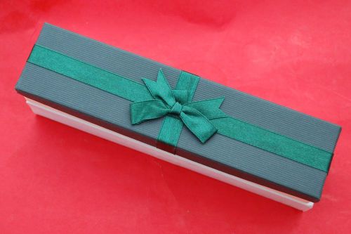 Jewelry Gift Box for Necklace - Green Cover and Ribbon