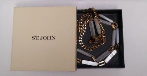 NEW ST JOHN ACCESORY/JEWELRY BOX BLACK WITH CREAM TOP