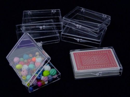Clear plastic storage boxes with hinged lids and snap closure 12 qty for sale