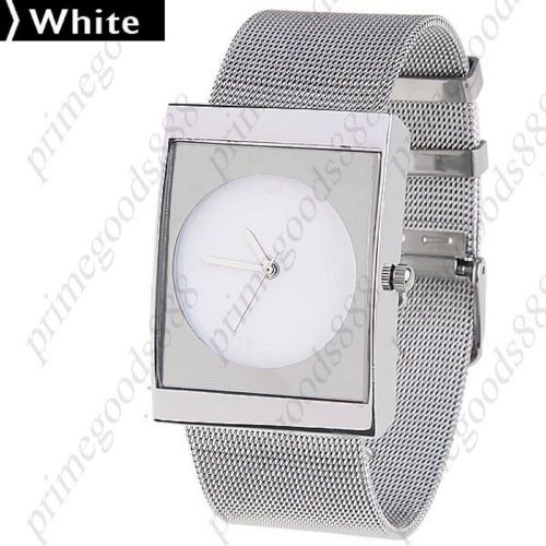 Silver Alloy Rectangle Case Free Shipping Wrist Quartz Wristwatch Women&#039;s White