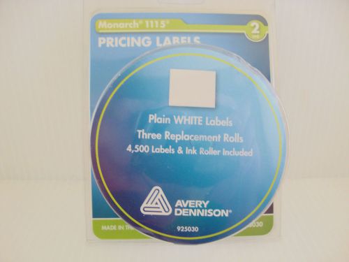 Monarch 1115 Two Line Pricing Labels 4,500 Plain White Labels &amp; Ink Roller