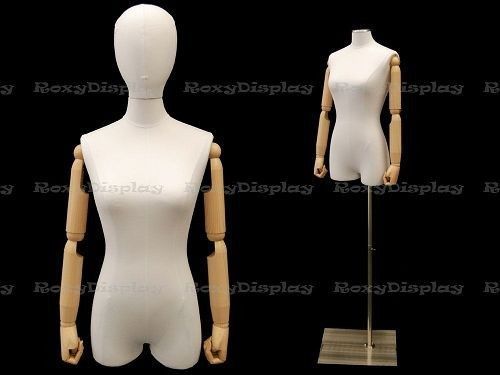 Linen female pure white foam dress form with arm and head #f1wlarm+bs-05 for sale