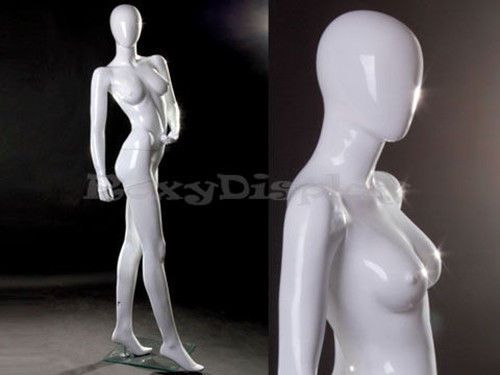 Female Fiberglass Glossy White Mannequin Egg Head #MZ-LISA10EG